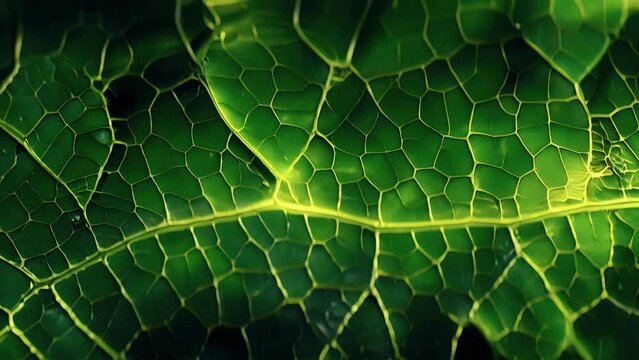 Magnified animation of apical meristem cells in the center of a leaf responsible for producing new leaves and branches.
