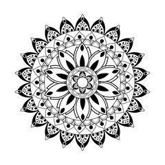 Hand drawn mandala lotus flower drawing