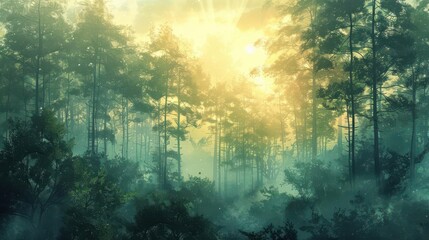 Obraz premium High resolution background illustration of a serene forest scene