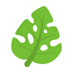 Obraz premium Green leaves icon in cartoon style isolated