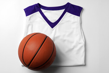 Basketball uniform on white background top view