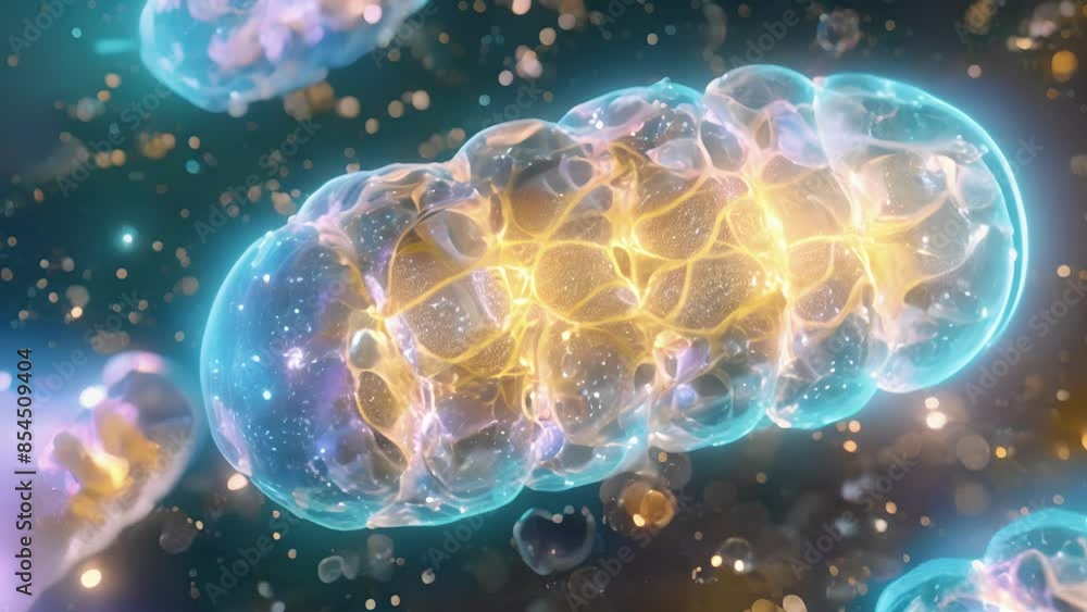 Poster highmagnification animation of mitochondria showing the extensive network of cristae where the elect
