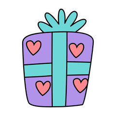 Hand drawn colorful gift Illustration on white