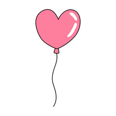 Hand drawn heart balloon doodle on white background