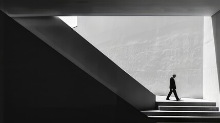 person walking on stairs
