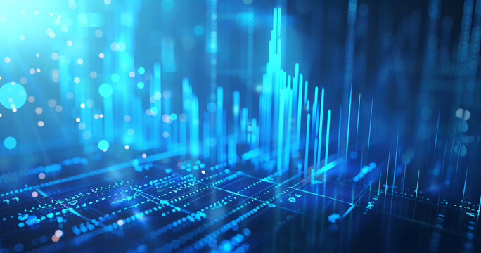 modern financial background with stock market chart and bar graph, blue theme, digital glowing effect
- Powered by Adobe