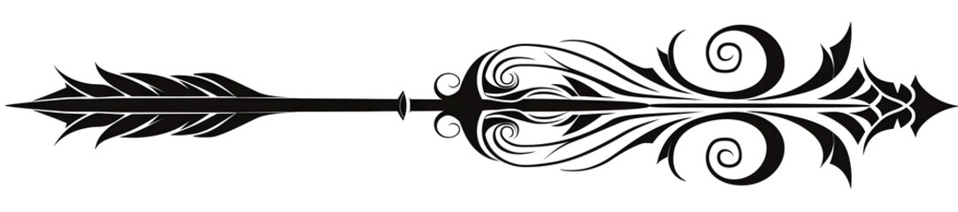 Obraz premium Vintage Inspired Black Arrow with Spirals for Retro Gaming Designs