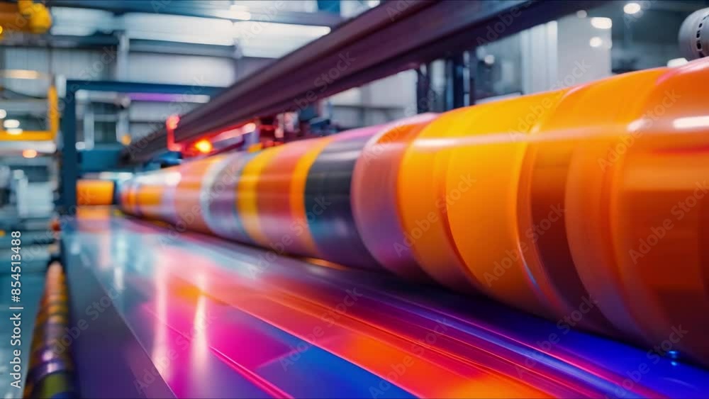Poster digital printing house with a large format printing machine. concept large format printer, digital p
