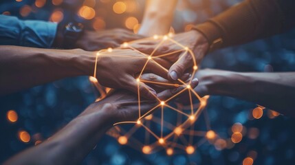 Interconnected Hands With Golden Network