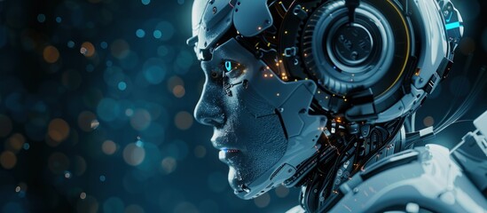 Fototapeta premium Close-up Portrait of a Futuristic Cyborg