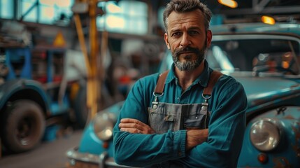 Obraz premium Portrait of a Mechanic in His Workshop