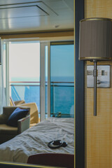 Luxurious ocean view or oceanview or outside balcony veranda cabin stateroom suite queen king...
