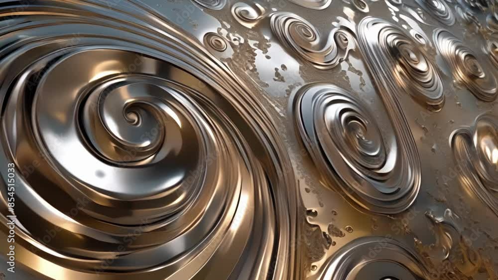 Poster glistening metallic swirls and intricate geometric shapes create a visually captivating pattern on t
