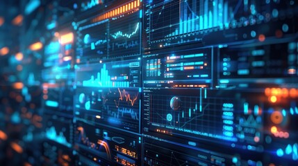 Fototapeta premium Futuristic Digital Interface with Data Visualization