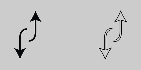 Data transfer icon vector, filled flat sign, solid pictogram isolated on grey background. Up down arrows symbol, logo illustration. Vector illustration. Eps file 49.