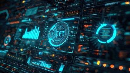Fototapeta premium Futuristic Digital Interface with Data Displays