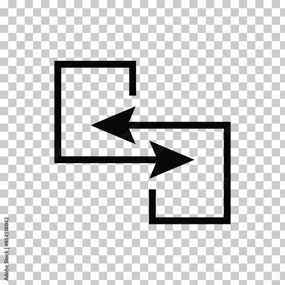 Poster transfer arrow icon. reverse symbol. double opposite directed. transfer icon vector isolated on tran