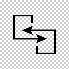 Transfer arrow icon. Reverse symbol. Double opposite directed. Transfer icon vector isolated on transparent background. Vector illustration. Eps file 54.