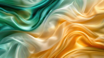 Obraz premium Abstract Draped Silk Fabric with Green and Yellow Color Gradient