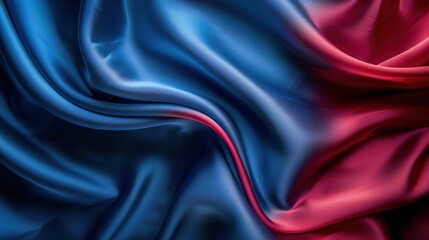 Abstract Blue and Red Draped Silk Fabric