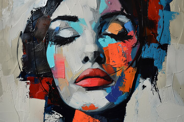 Modern abstract female art portrait
