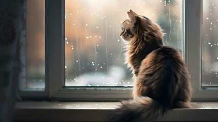 A cat sits on the windowsill img