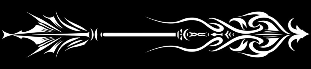 Minimalist Black and White Tribal Arrow with Spiral Designs
