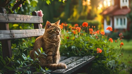 A cat on a bench picture