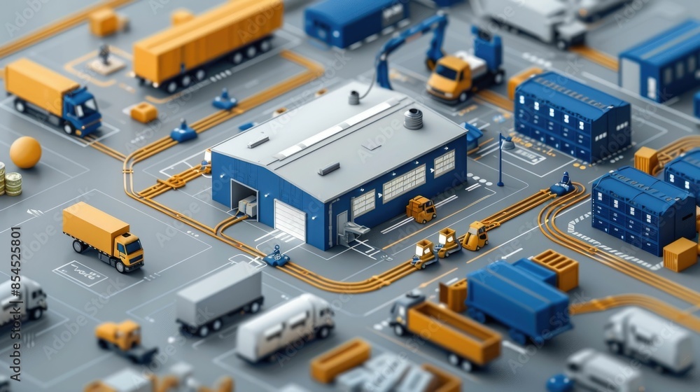 Poster detailed infographic displaying the comprehensive steps involved in a complex supply chain process i