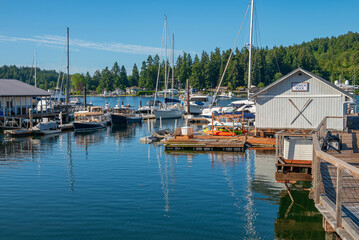 Gig Harbor landscape and boats Washington state.