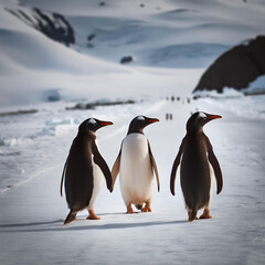 Obraz premium 펭귄, Penguin, 남극, Antarctica, 바다, Ocean, 수영, Swimming, 추위, Cold, 물고기, Fish, 번식, Breeding, 새끼, Chick, 보호, Conservation, 군집, Colony, 깃털, Feathers, 먹이, Food, 얼음, Ice, 눈, Snow, 포유류, Mammal, 바위, Rocks, 둥지, 