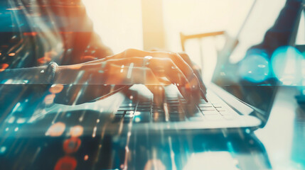 Futuristic Digital Interface, Abstract Background. Technology, Business, Finance, Science. High Tech Holographic Virtual Display, Intuitive User Experience, Data Analysis, Innovation, Work, Success