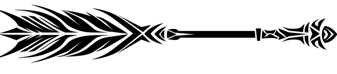 Tribal Black Arrow with Spiral Graphic Design Element