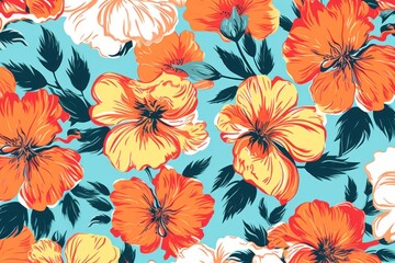 Retro background pattern backgrounds hibiscus.