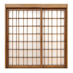 Traditional Japanese shoji sliding door made of wood and paper, featuring a simple and elegant rectangular grid pattern.