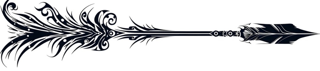Fototapeta premium Minimal Tribal Arrow with Spiral in Black and White