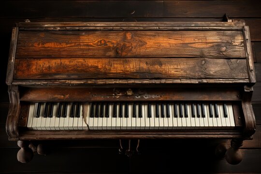 Piano keyboard wood old.