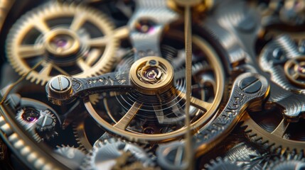 Intricate Mechanical Watch Gears Close-Up