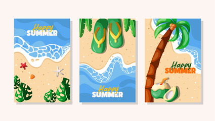 collection of beach summer card design
