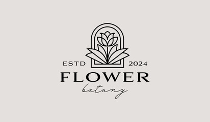 Leaf Flower Tree monoline. Universal creative premium symbol. Vector sign icon logo template. Vector illustration