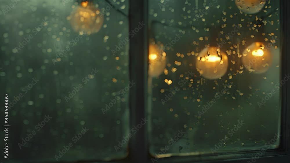 Poster each drop of rain is a tiny orb of light illuminating the window like a string of fairy lights.