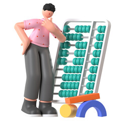Abacus School Education 3D Illustration