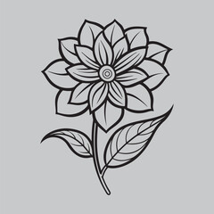 Flower Silhouette. Flower Vector Line Art. Flowers icon set. Flowers isolated on transparent background. Flowers in modern simple. Cute round flower plant nature collection. Vector illustrator.