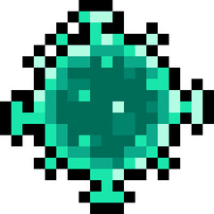 Pixel art green virus icon