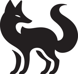 fox silhouette, on white background, isolated, vector. simple minimalist silhouette fox logo. unique fox logo, fox illustration, vector.