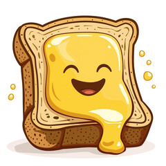 Illustration of a Smiling Toast with Mustard isolated on transparent background.