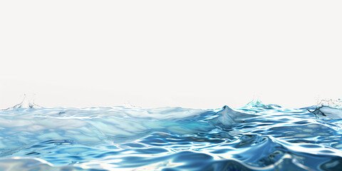 Calm Blue Water Flowing on White Background