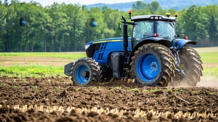 Fototapeta premium The blue farming tractor