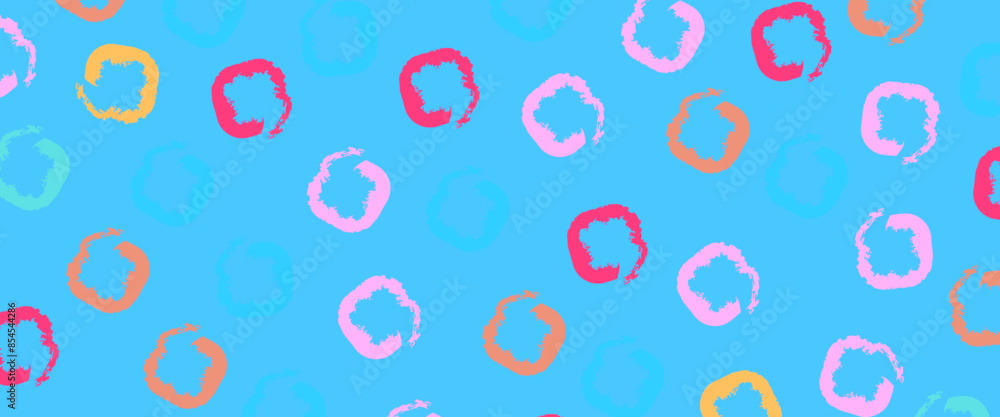 Poster vector circle colorful shapes drawn with dry brush, design elements in doodle style.