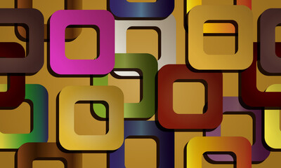 Abstract geometric brown background with colorful squares. 